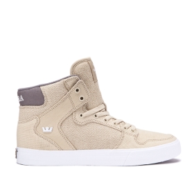 Mens Supra High Top Shoes VAIDER Mojave/Dk Grey/white | AU-41063